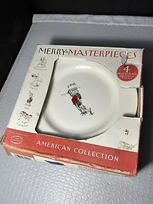 Merry Masterpieces Vintage Humorous Christmas Dessert Plates – Set Of 4 (D8) • $15.99