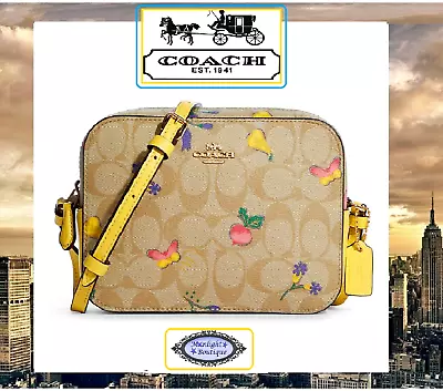 COACH MINI CAMERA C8752 Crossbody In DREAMY VEGGIE FLORAL PRINT LT. KHAKI YELLOW • $204.90