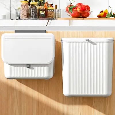 Wall Mounted Waste Bin Kitchen Cupboard Cabinet Door Hanging Trash Can With Lid • £10.95