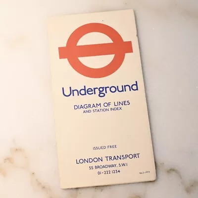 London Underground Tube Map No.2 1974 (Ref 874 2355M/1000M) • £11