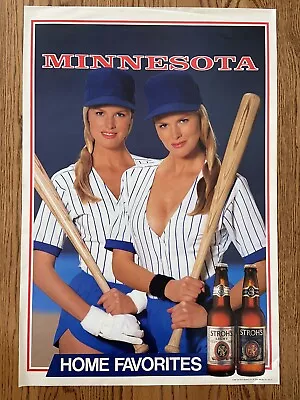 Vintage Stroh’s Beer Minnesota Twins Poster NOS Sexy Blonde Baseball BeerBabes ￼ • $9.97