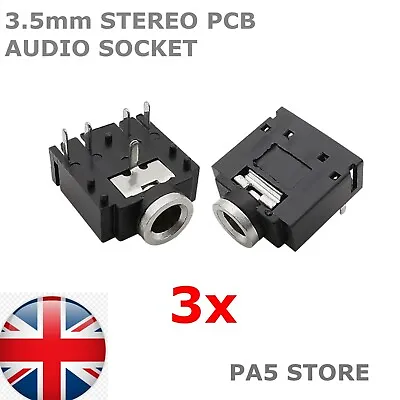3x 3.5mm Female Stereo Socket Connector PCB 3F07 PJ-307 Solder Audio 3pcs • £3.49