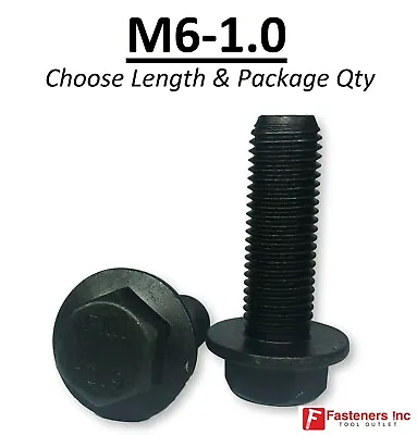 (Choose Length & Qty's) M6-1.0 Grade 10.9 Metric Flange Bolts Black Phos & Oil • $9.72