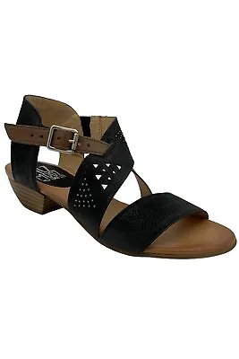 Miz Mooz Leather Heeled Sandals Cienna Black • $44.99