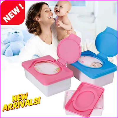 Wet Wipes Dispenser Tissue Box Holder Baby Wipes Storage Box W/Lid Home Office • £3.31