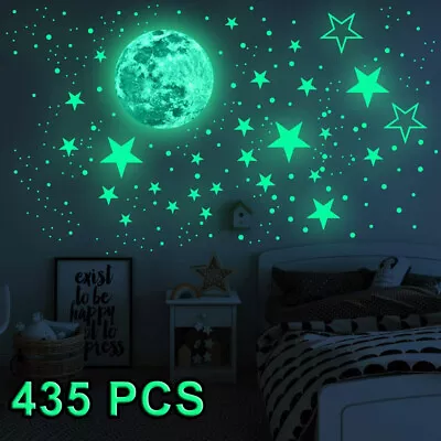 435Pcs Luminous Glow In The Dark Stars Moon Dot Planet Space Wall Stickers Decal • $9.93