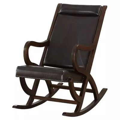 ACME Triton Faux Leather Upholstered Rocking Chair In Espresso And Walnut • $225.31