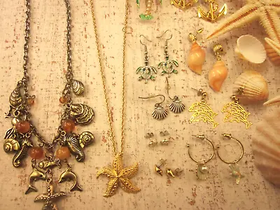 VTG 2 MOD Jewelry Lot-Nautical-Fish-Shells-Octopus-Dolphins-Tortoise-Starfish • $25.50