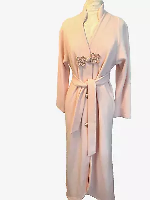 VTG LA PERLA Pink Solid Pattern Silk Blend Button Belted Long Sleeve Robe Size M • $175