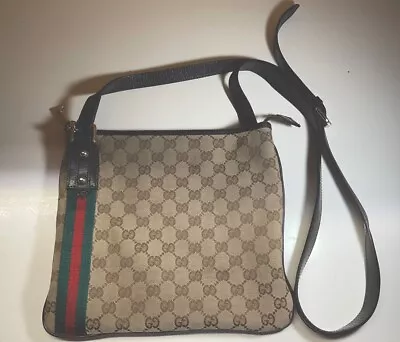 VINTAGE Gucci Brown GG Canvas Jolicoeur Crossbody Bag Multiple Colors Beige • $36.80