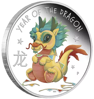 2024 Lunar Baby Dragon 1/2oz Silver Proof Coloured Coin Perth Mint • $98