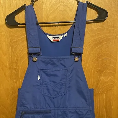 Vintage 70s LEVIS SKI Snow Bib Blue Overalls White Tab Size 10 USA Made RARE • $51.99