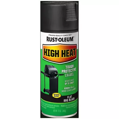 Rustoleum High Heat BBQ Grill Stove Engine Metal Black Flat Spray Paint 12 Oz • $9.49