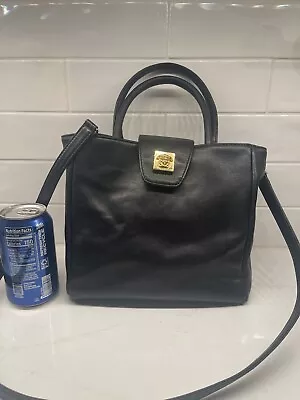 Gianni VERSACE Square Vintage Black Handbag Crossbody • $242