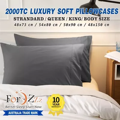 2 Pack 2000TC Soft Pillow Cases Slip Standard Europ Queen King Body Size Cover • $12.79