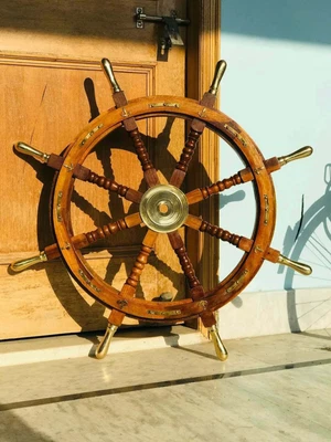 £132 • Buy Antique Wonderful Large 36''Pirates Brass Handle Ship Wheel Wooden Captain Boat