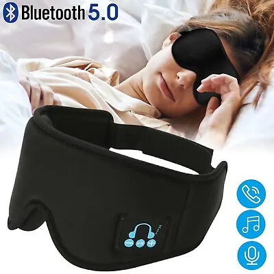 $25.99 • Buy Wireless Bluetooth Stereo Eye Mask Headbands Earphone Sleep Travel Music Headset
