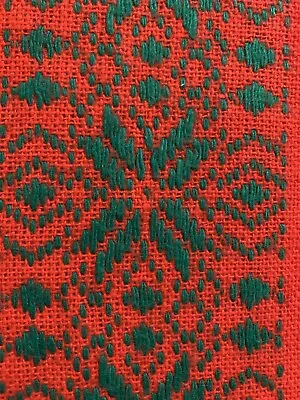 Vintage Embroidered Round Red Christmas Tablecloth With Fringe • $17