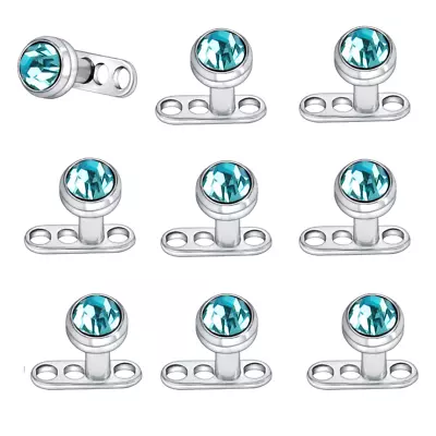 10x 16G 1.2 Mm Micro Dermal Anchor Base & 4mm Aqua Flat Top Surgical Steel Combo • $19.98