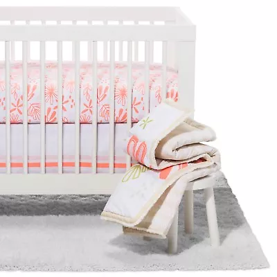 Cloud Island Little Sprout Nursery Crib Bedding Set 4 Pc Coral Orange Baby Girl • $42.99