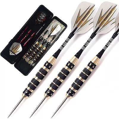 CUESOUL TOP Steel Tip Darts 26 Grams Black Coating Brass Dart Barrel Darts Set • $11.49