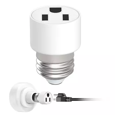 Light Bulb Socket To Plug Adapter E26 E27 Polarized Screw In Outlet White • $6.16