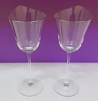 VILLEROY & BOCH Crystal NEW WAVE PREMIUM Pattern WINE / WATER GLASSES Set Of 2 • $39.99