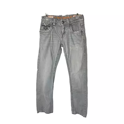 Rock Revival Mens Pierre Slim Straight Jeans Distressed 30X 30 Medium Wash Denim • $29.99