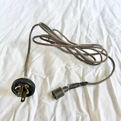 Vintage 6ft 2-Prong ROUND BLACK BROWN Electrical Plug For Lamp Radio 50's 60's • $24.99