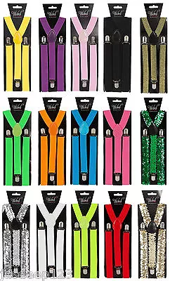 Adult Braces Mens Ladies Unisex Fancy Dress Trouser Suspenders Clip On Clown Fun • £2.95