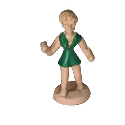 Vintage Marx Miniature Doll House Figure Girl Green Dress Mini Toy Charm • $14.95