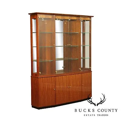 Henredon Modern Art Deco Style Mahogany China Display Cabinet • $2495