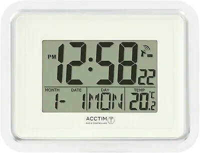 Acctim 74577 Silver Delta Radio Controlled Wall Clock MSF Signal Calendar Temp • £28.50