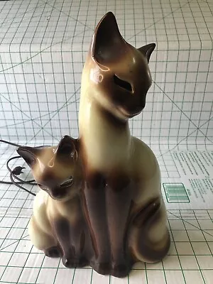 Vintage Kron Siamese 3D Cats Kittens Mid Century Works TV Lamp Glowing Eyes • $150