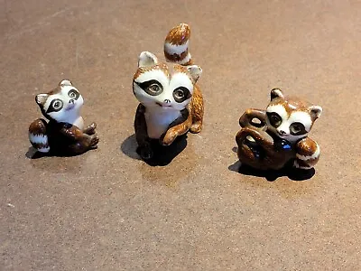 Vintage Racoon Family Figurines Lot 3 Ceramic Tiny Japan • $14.99