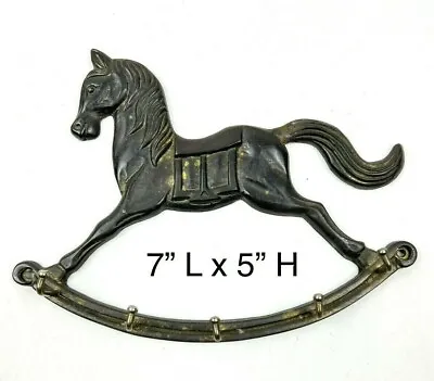 Cast Iron Rocking Horse Key Rack Holder 6 Hooks Taiwan 7  X 5  Horse Lovers Vtg • $12.99