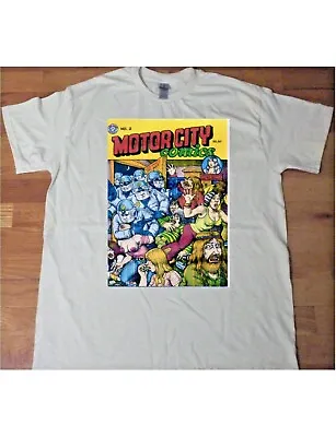  MOTOR CITY COMICS #2  Detroit T-shirt /100%Natural Cotton/R.Crumb Cartoon Cover • $18
