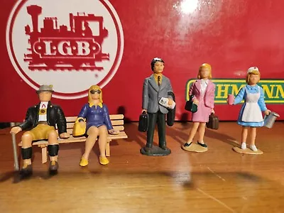 5 Vintage LGB Train G Scale People Figures 3 Standing & 2 Seated Plus Bench • $22