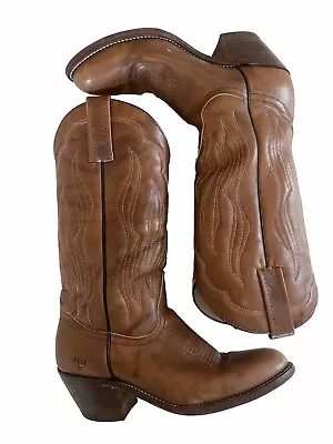 Frye Women's Sz. 8.5  Pull On Western  Cowboy Boots Embroidered Brown Rust~ 6809 • $45