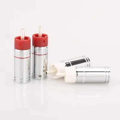 4pcs Gold / Silver Plated Tellurium Copper RCA Plug Phono For HiFi Audio Cable • $9.31