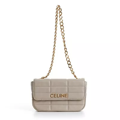 CELINE 3600$ Chain Shoulder Bag Matelasse Monochrome Celine In Quilted Leather • $2796.50