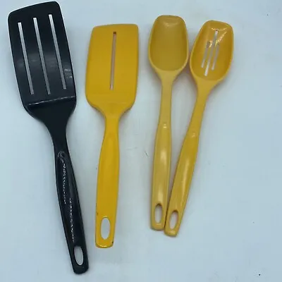 2 Foley Nylon Turners Spatulas 2 Foley Spoons Yellow Black • $25