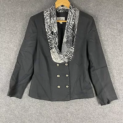 Barry Joseph Jacket Womens 10 Black Blazer Vintage Studio 54 Lurex Formal Zebra • £12.38