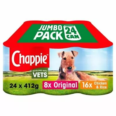 Chappie Favourites Tin Wet Dog Food Meat Original Chicken & Rice 24 X 412g • £41.84