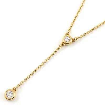 Tiffany & Co. Necklace By The Yard Drop Swing Elsa Peretti 2P Diamond 750RG • $1187.50