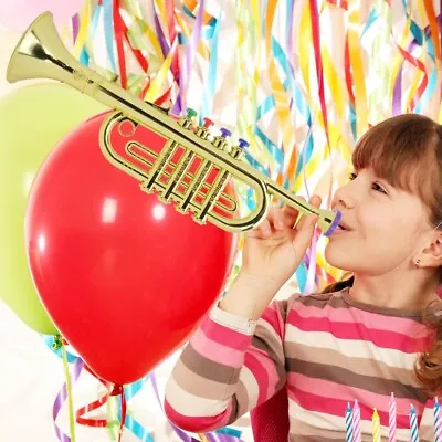 Mini Trumpet Golde Coated Children Kids Music Toy GiftS Wind Instrument • $17.85