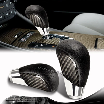 $21.99 • Buy PVC Leather / Real Carbon Fiber Automatic Gear Stick Shift Shifter Knob VIP