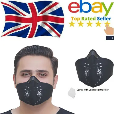 £4.99 • Buy Motorcycle Racing Face Mask Anti-Pollution PM2.5 Two Air-vent With Filters