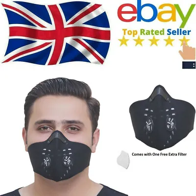 Motorcycle Racing Face Mask Anti-Pollution PM2.5 Two Air-vent With Filters • £4.99