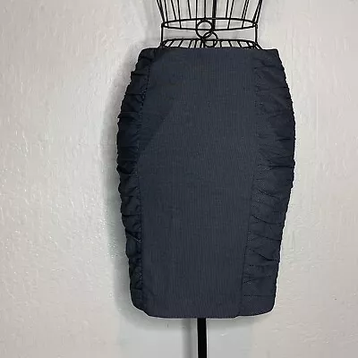 Anthropologie Cartonnier Alluring Sway Gray Ruched Pencil Skirt Sz 4 • $14.40